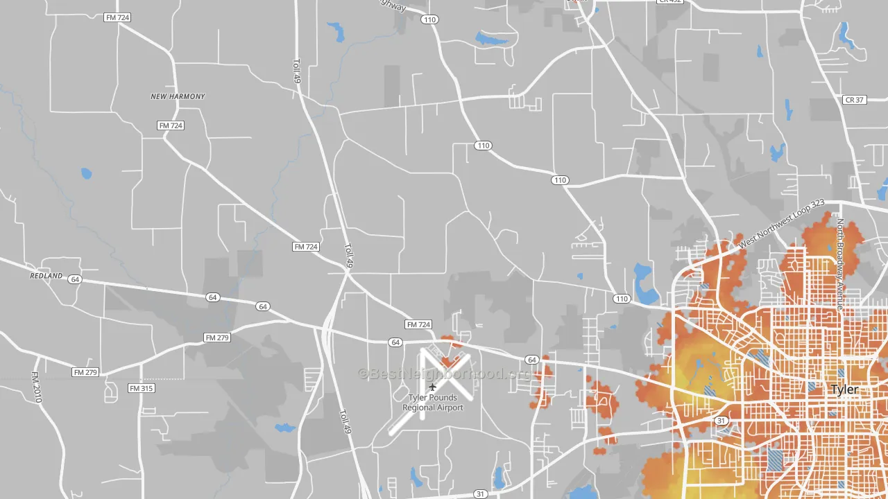 Bike Grade map of 75704, TX