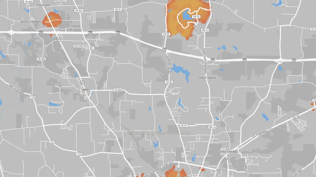 Bike Grade map of 75706, TX