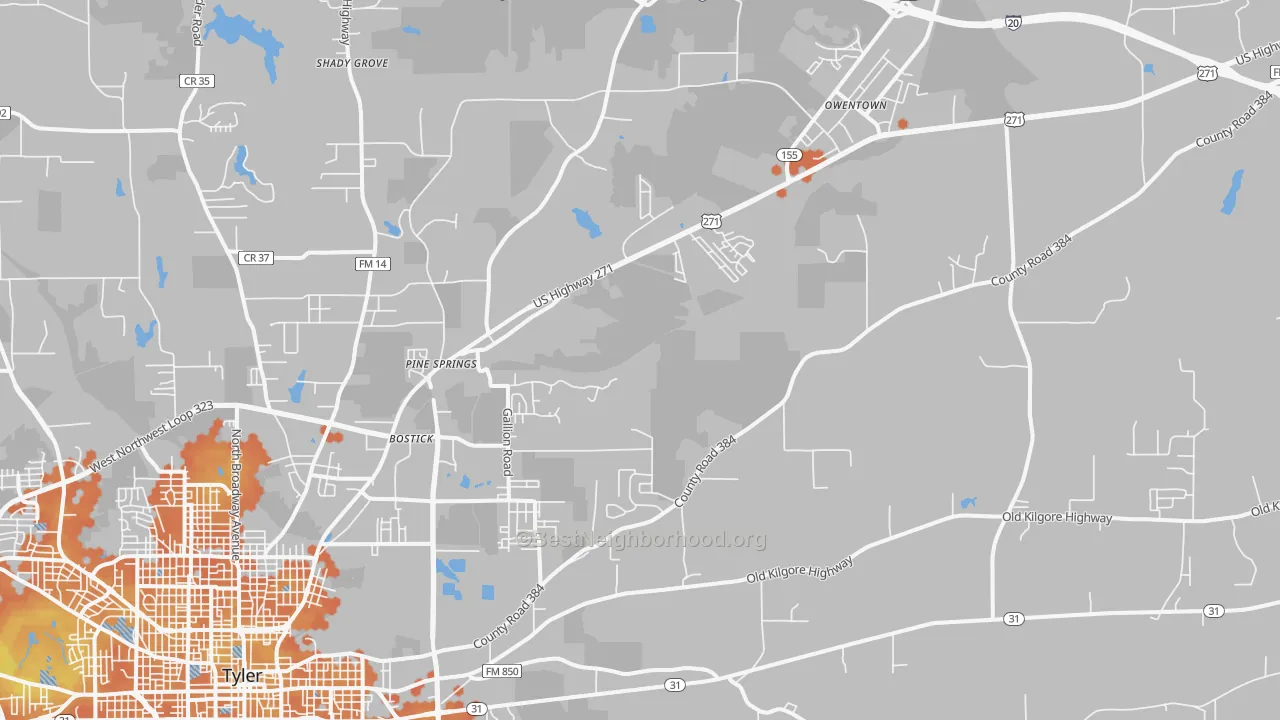Bike Grade map of 75708, TX