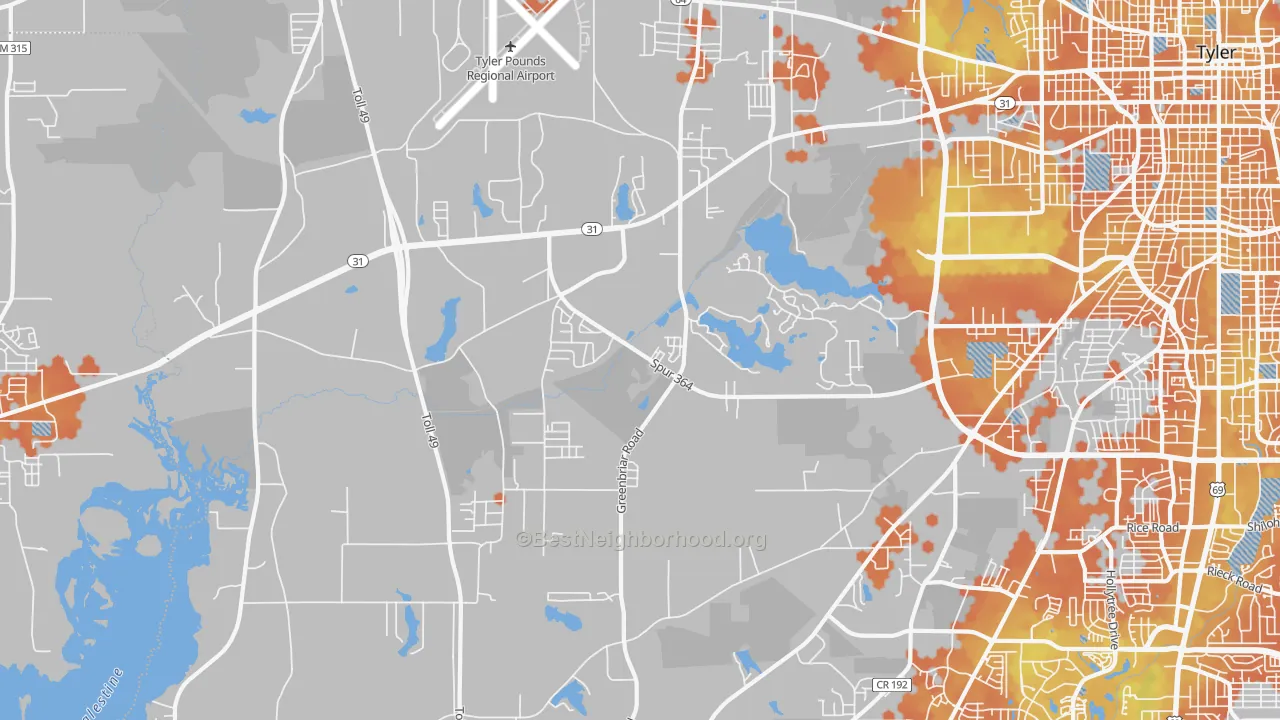 Bike Grade map of 75709, TX