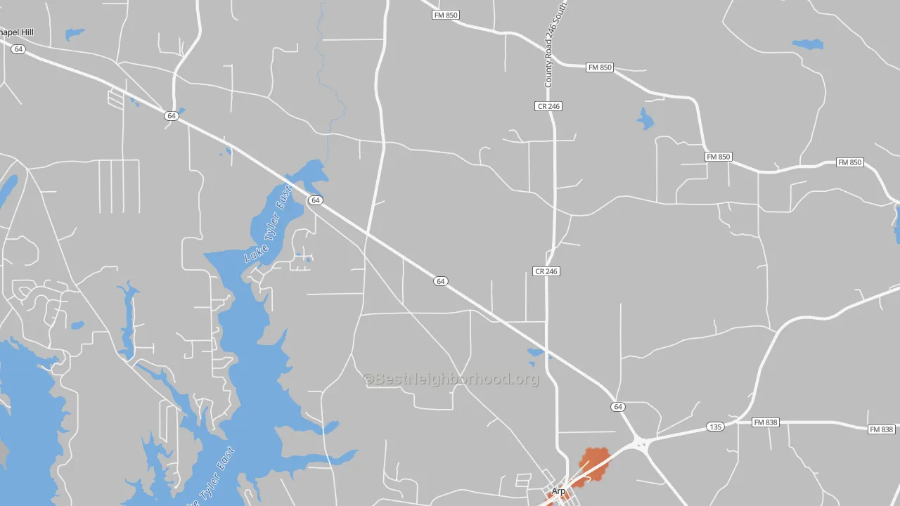 Bike Grade map of 75750, TX