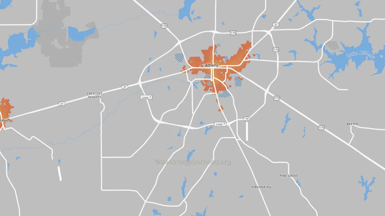 Bike Grade map of 75751, TX