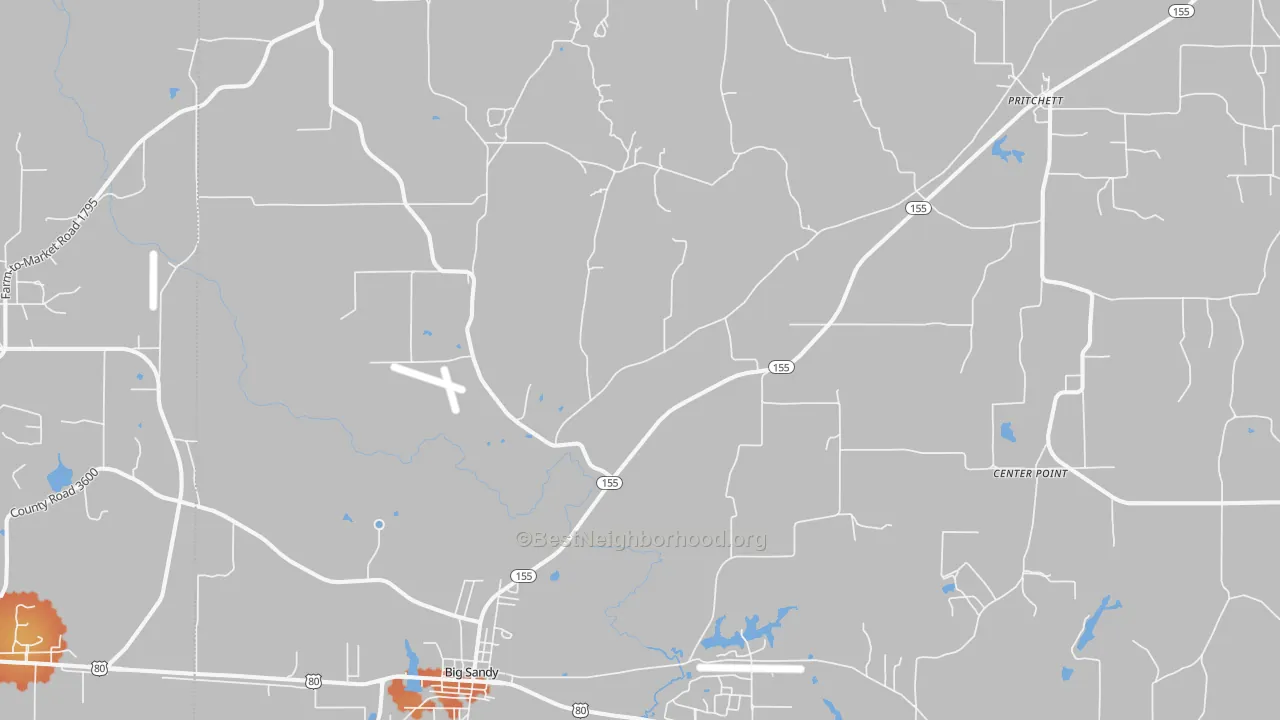 Bike Grade map of 75755, TX