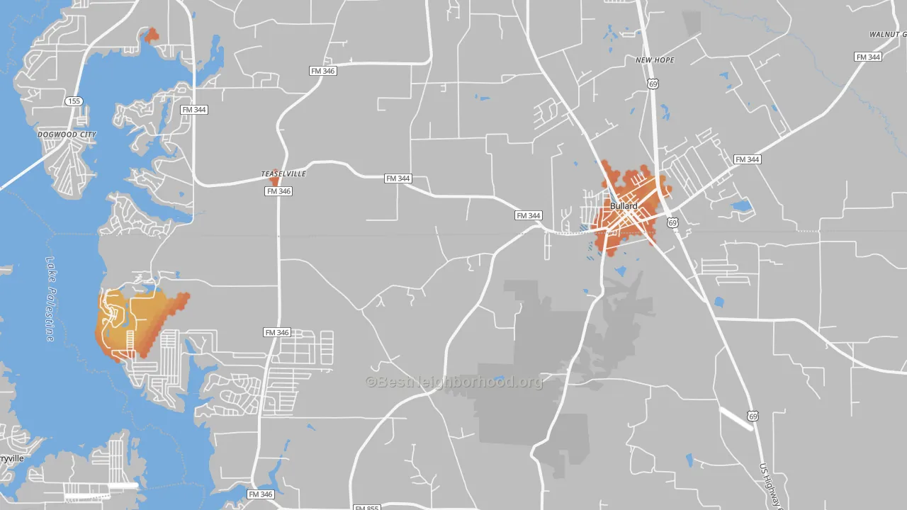 Bike Grade map of 75757, TX