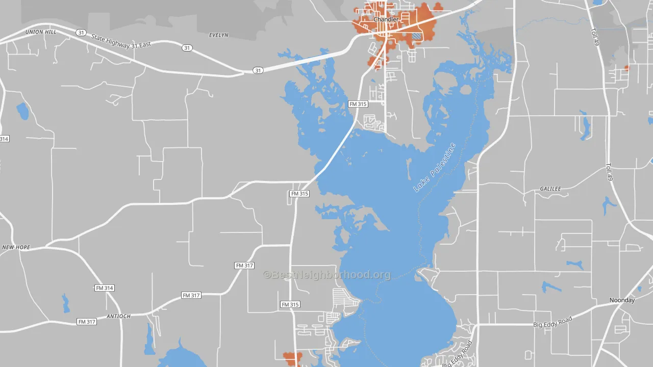 Bike Grade map of 75758, TX