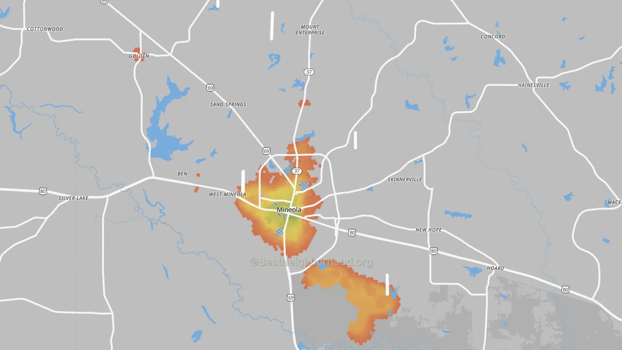 Bike Grade map of 75773, TX
