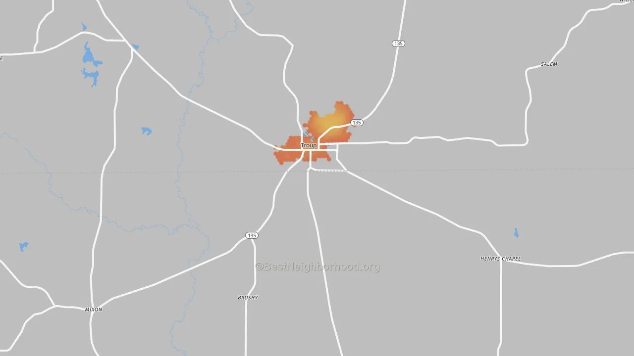 Bike Grade map of 75789, TX