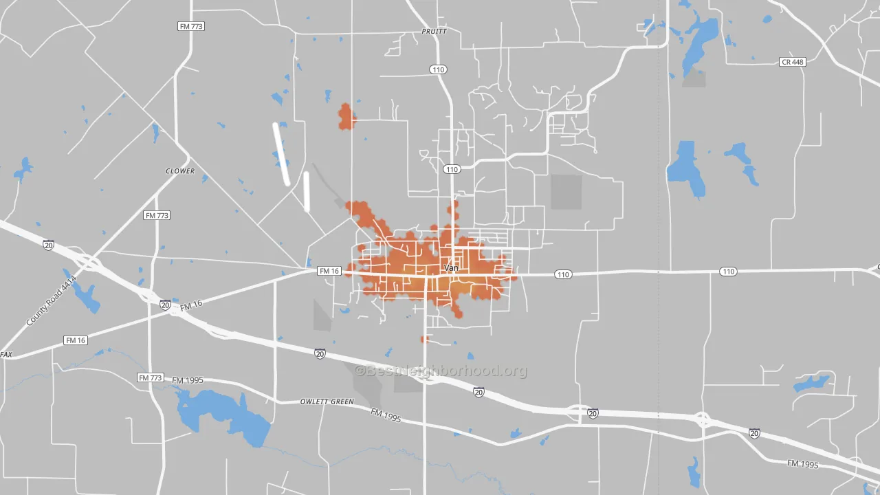 Bike Grade map of 75790, TX