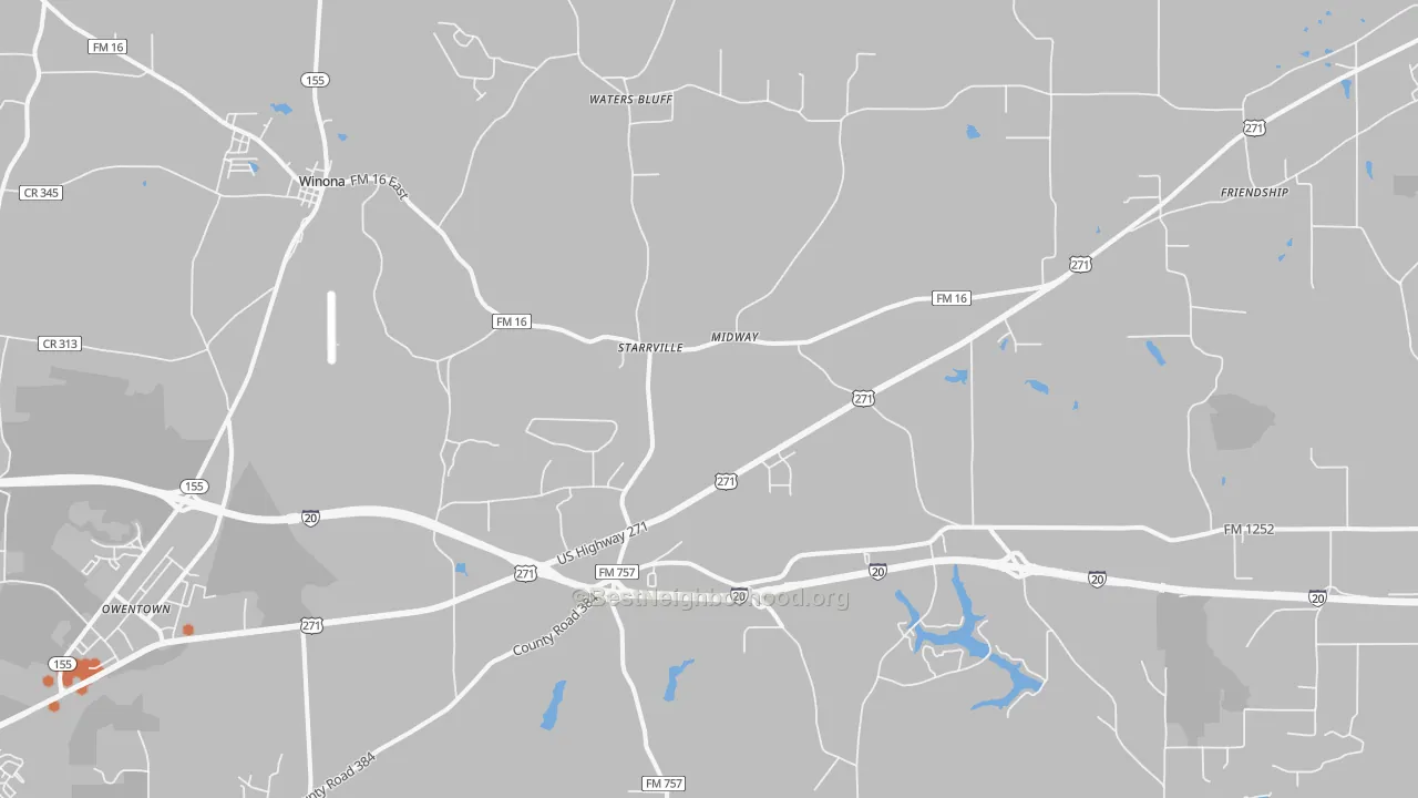 Bike Grade map of 75792, TX
