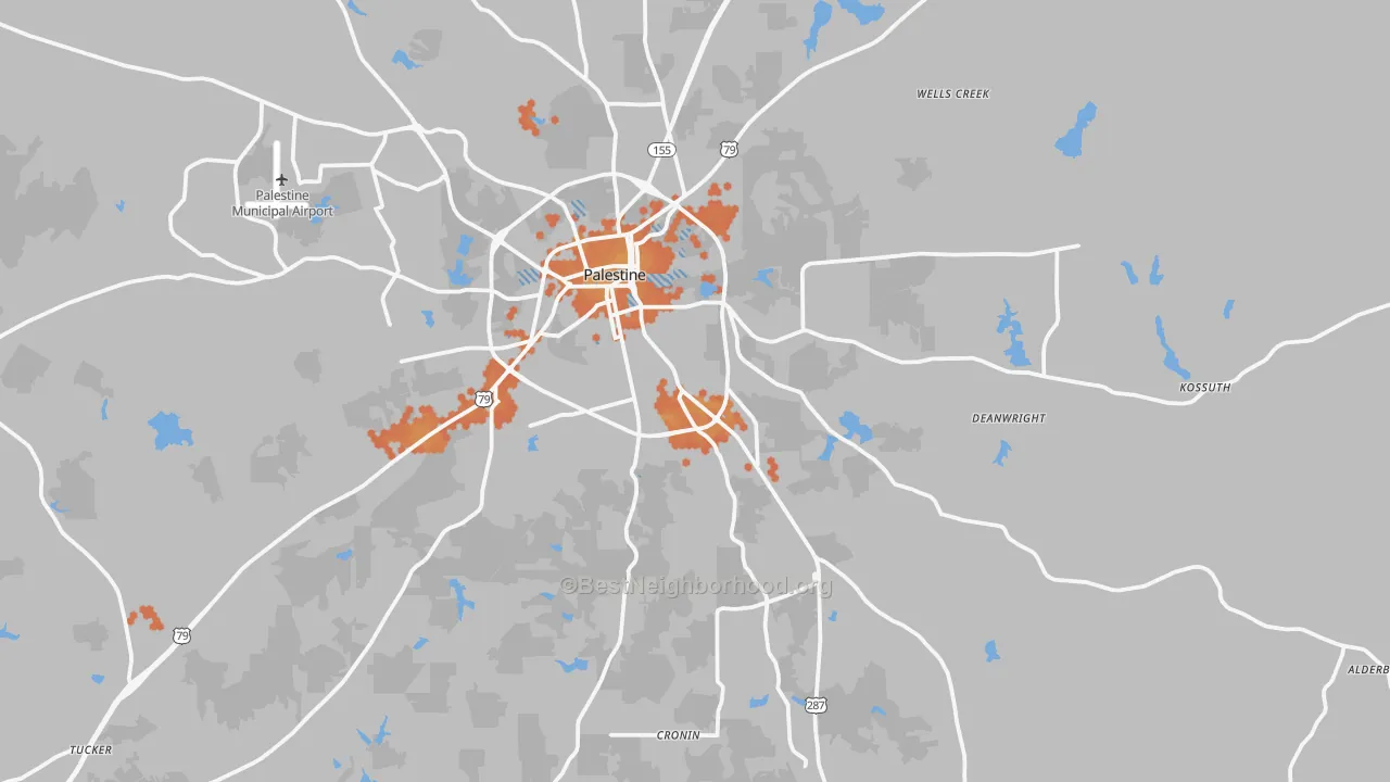Bike Grade map of 75801, TX