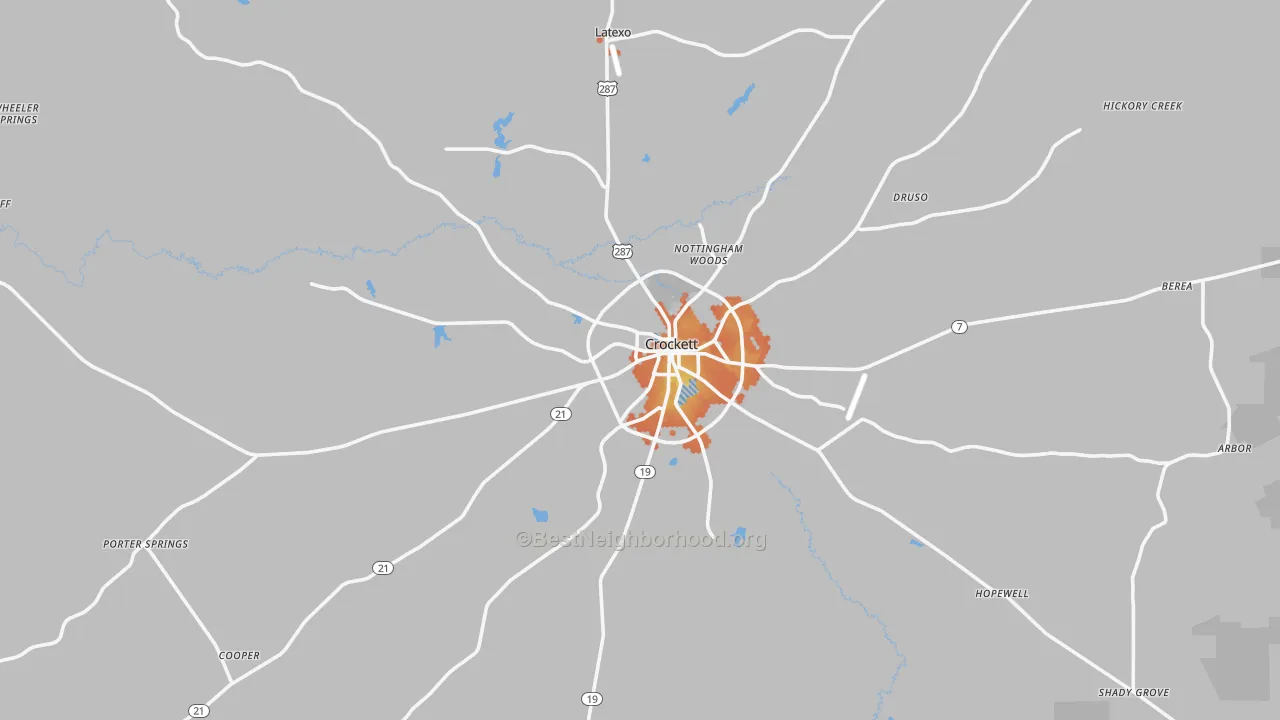 Bike Grade map of 75835, TX