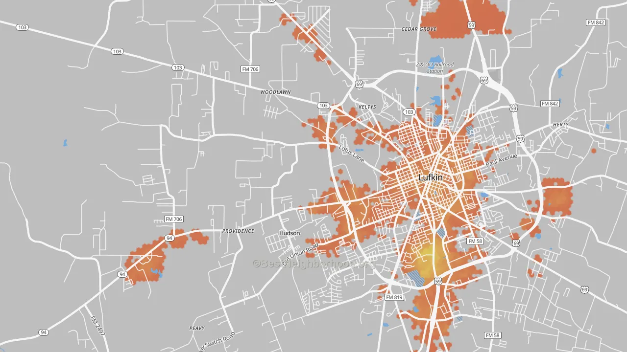 Bike Grade map of 75904, TX