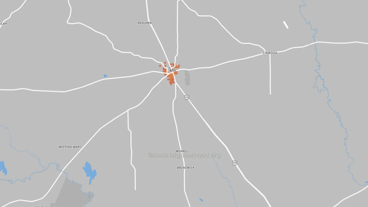 Bike Grade map of 75925, TX