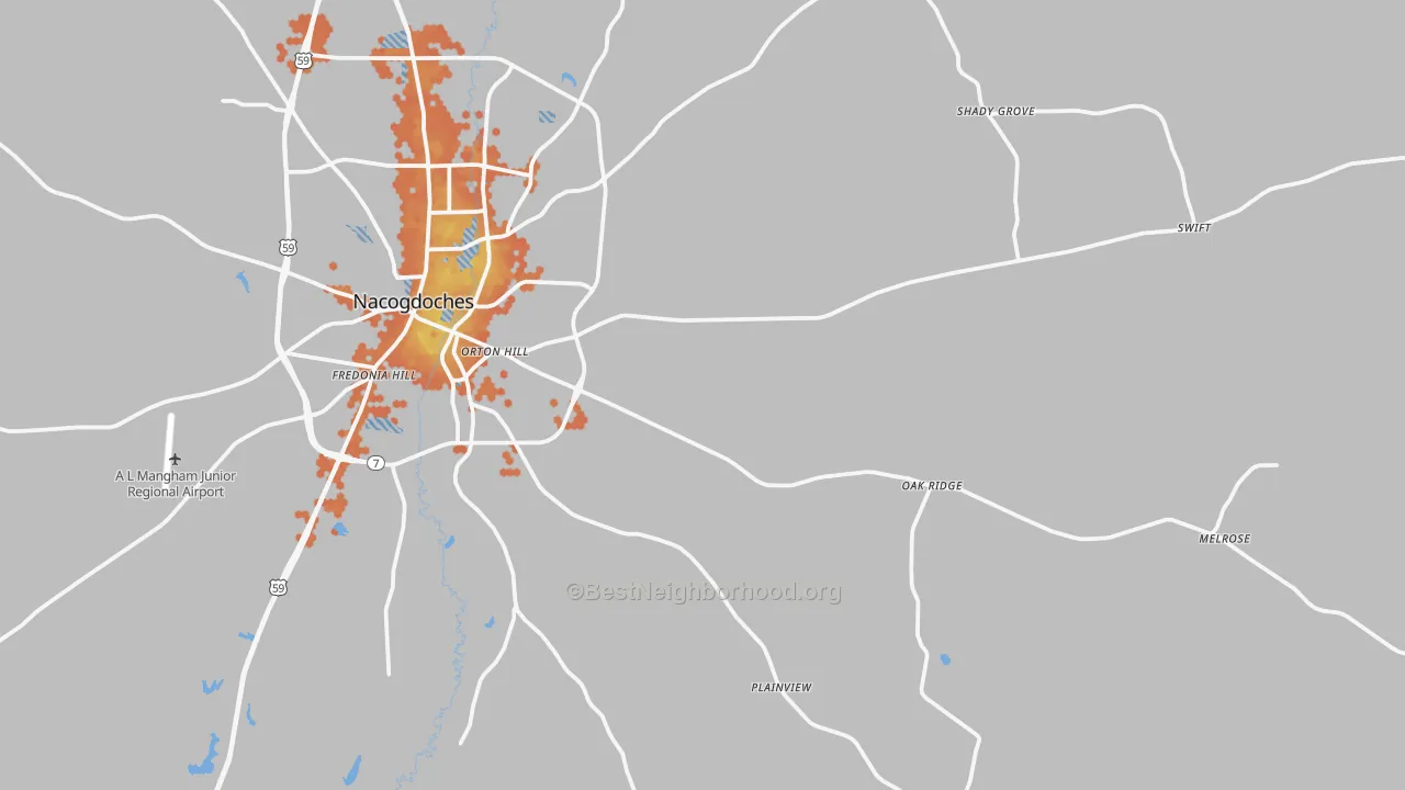 Bike Grade map of 75961, TX