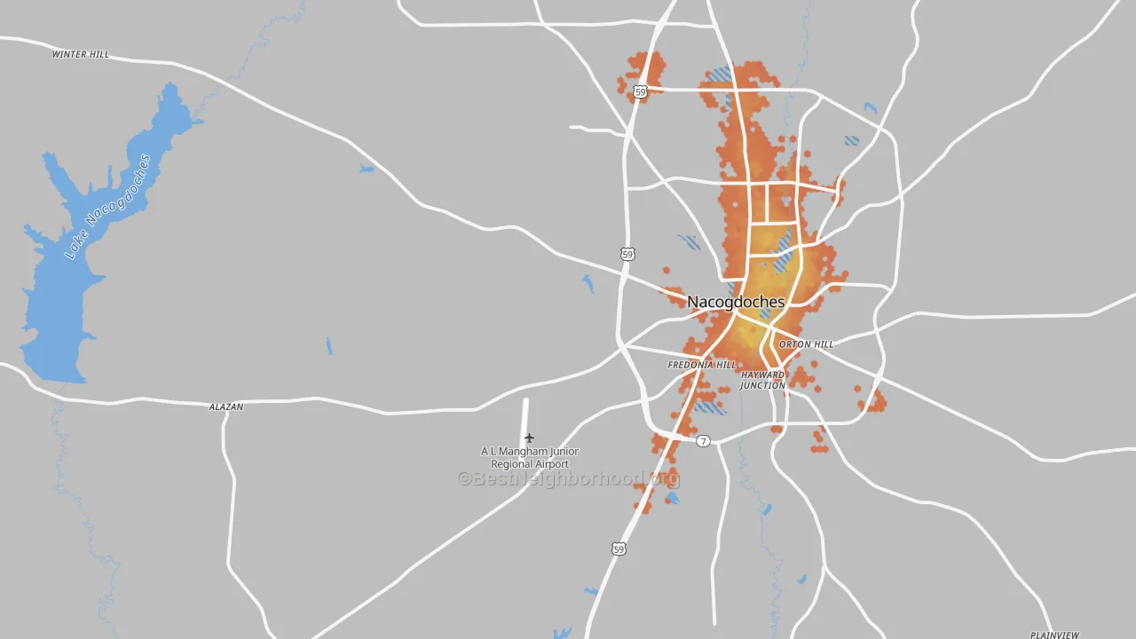 Bike Grade map of 75964, TX
