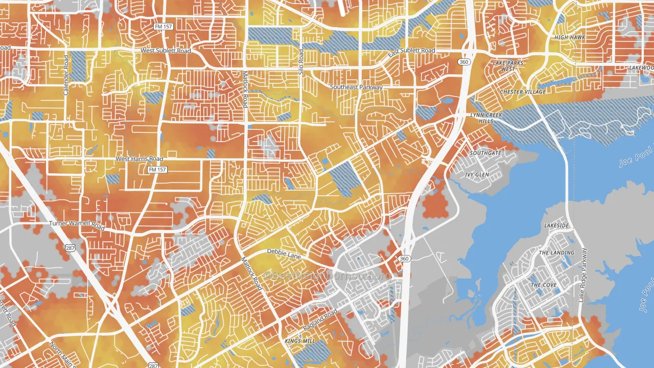 Bike Grade map of 76002, TX