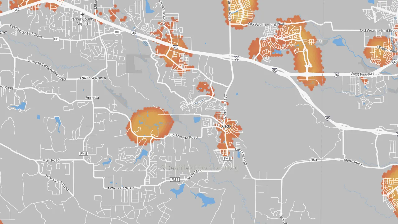 Bike Grade map of 76008, TX