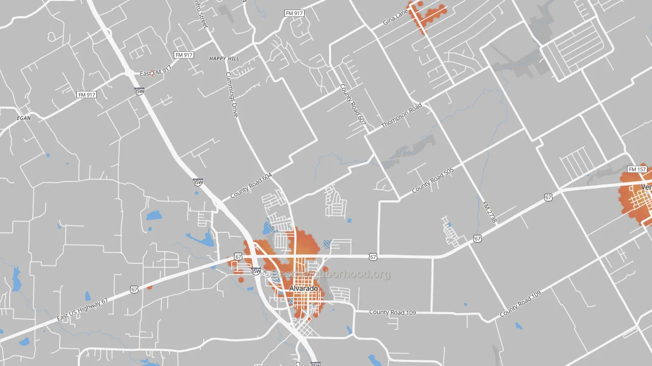 Bike Grade map of 76009, TX