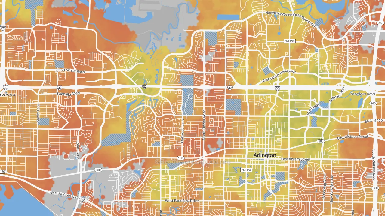 Bike Grade map of 76012, TX