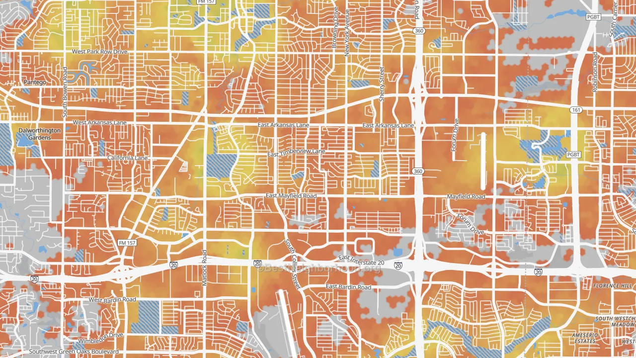 Bike Grade map of 76014, TX