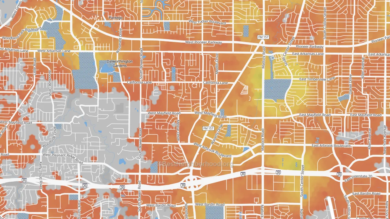 Bike Grade map of 76015, TX