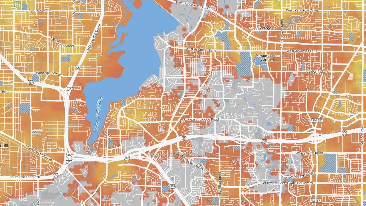 Bike Grade map of 76016, TX