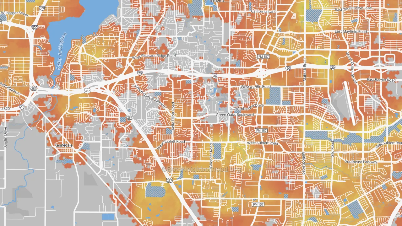 Bike Grade map of 76017, TX