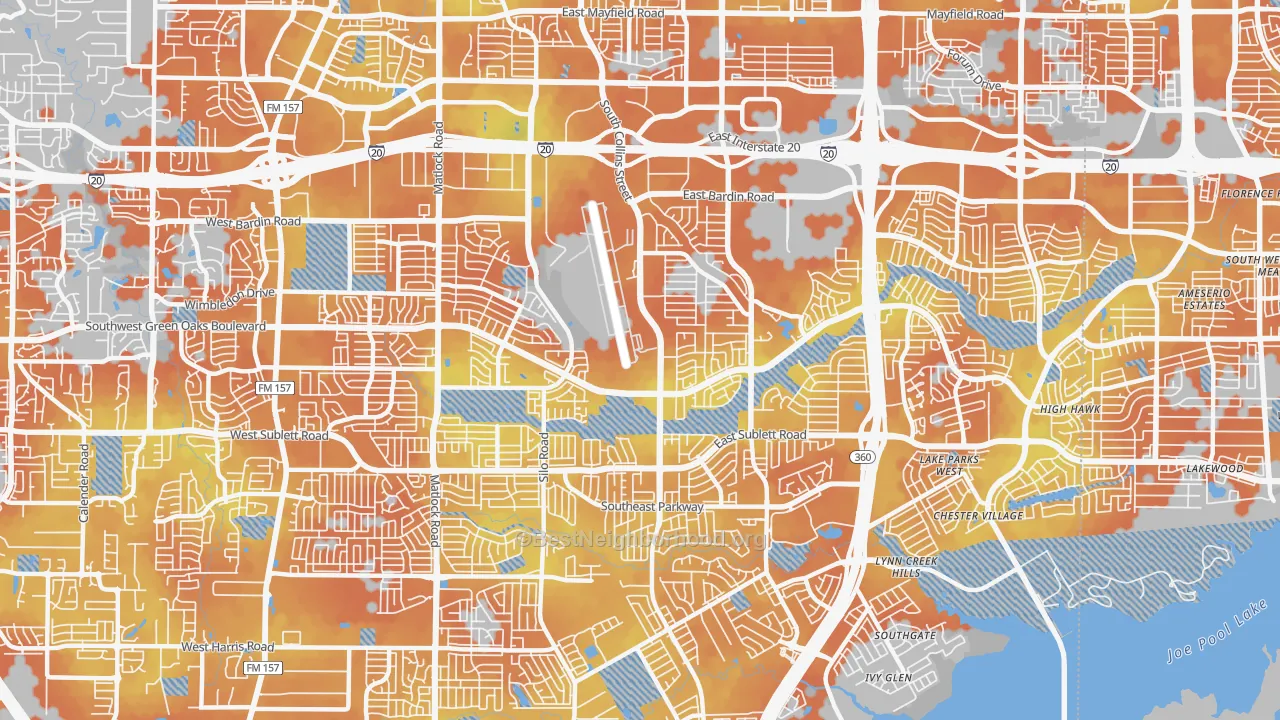 Bike Grade map of 76018, TX
