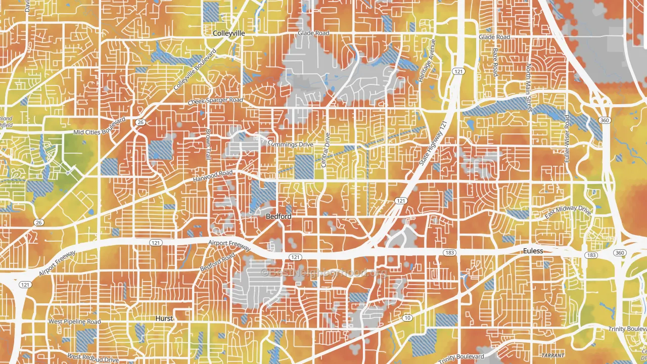 Bike Grade map of 76021, TX