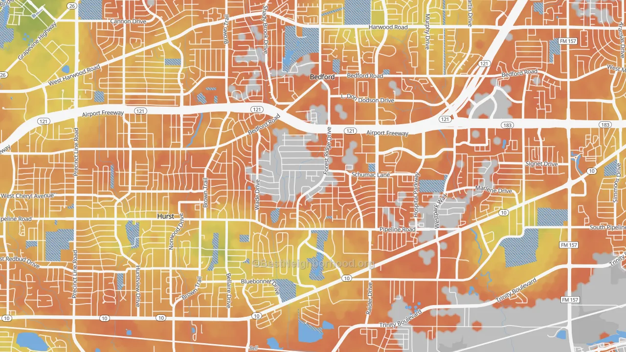 Bike Grade map of 76022, TX