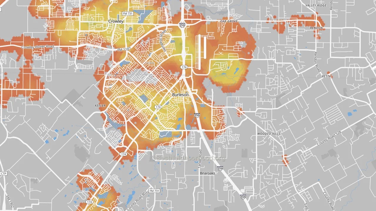 Bike Grade map of 76028, TX