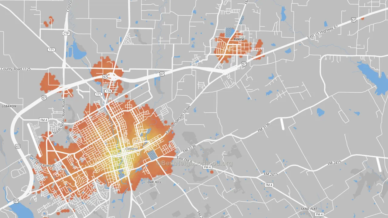 Bike Grade map of 76031, TX