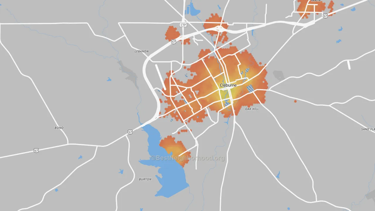 Bike Grade map of 76033, TX