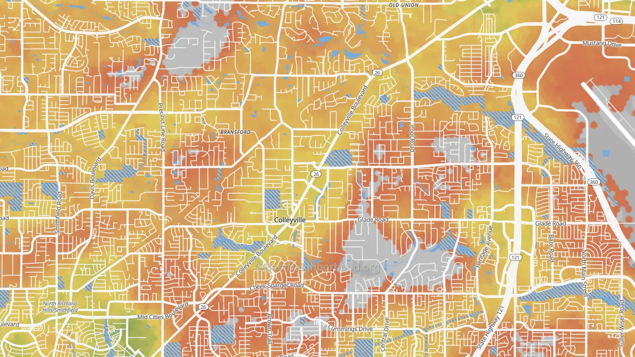 Bike Grade map of 76034, TX