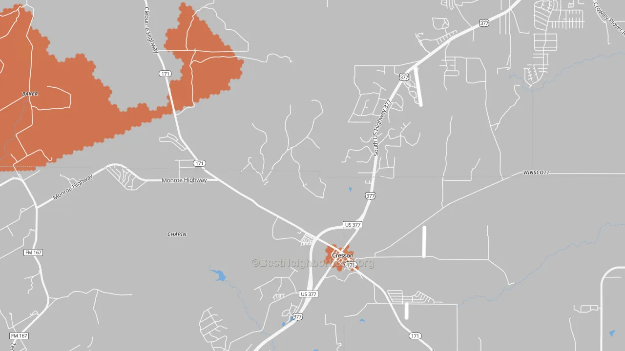 Bike Grade map of 76035, TX