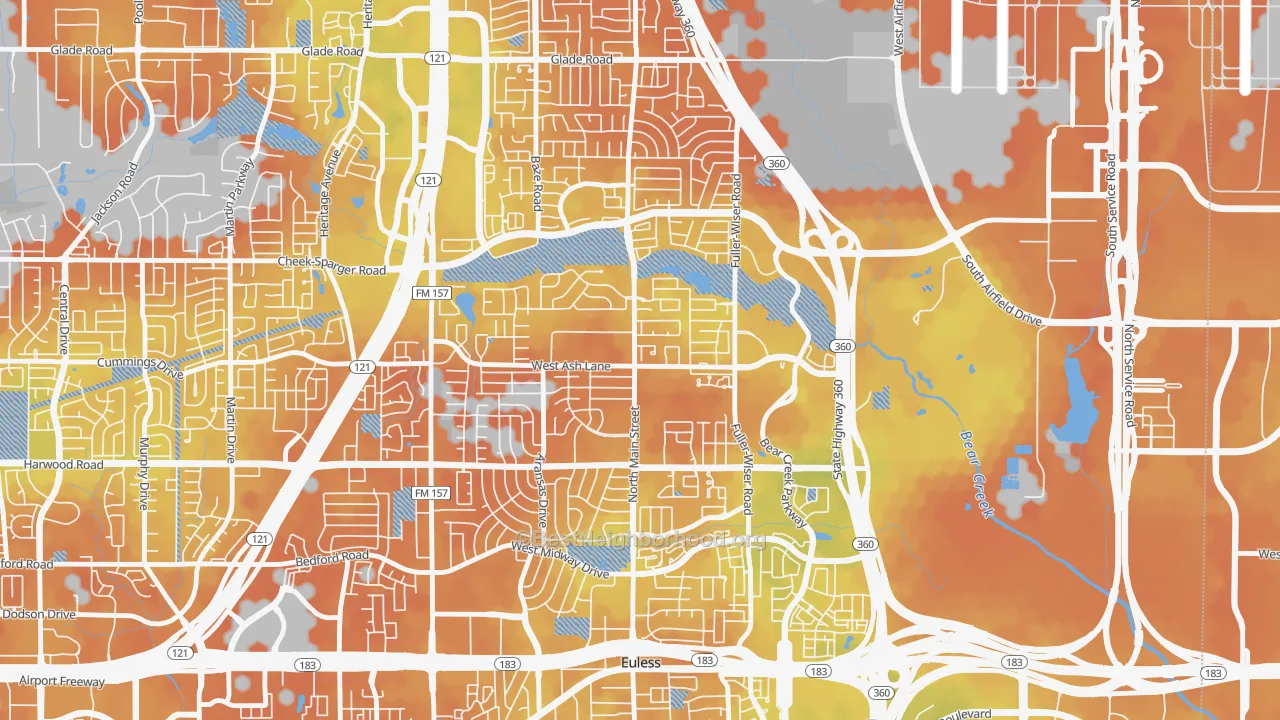 Bike Grade map of 76039, TX