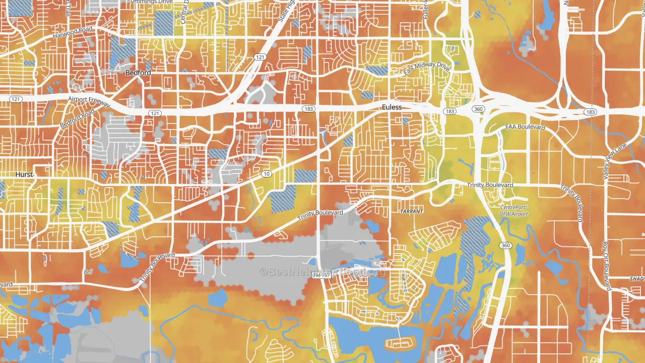 Bike Grade map of 76040, TX