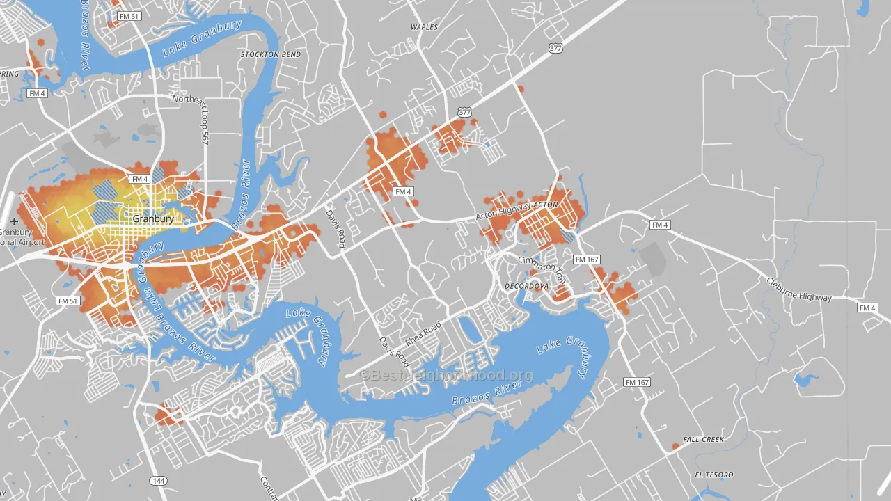 Bike Grade map of 76049, TX
