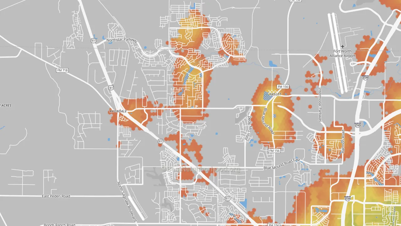 Bike Grade map of 76052, TX