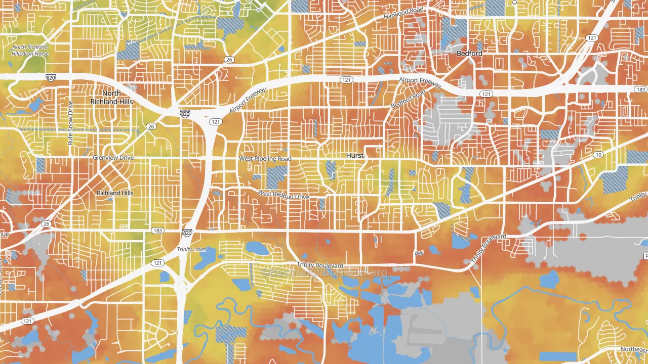 Bike Grade map of 76053, TX