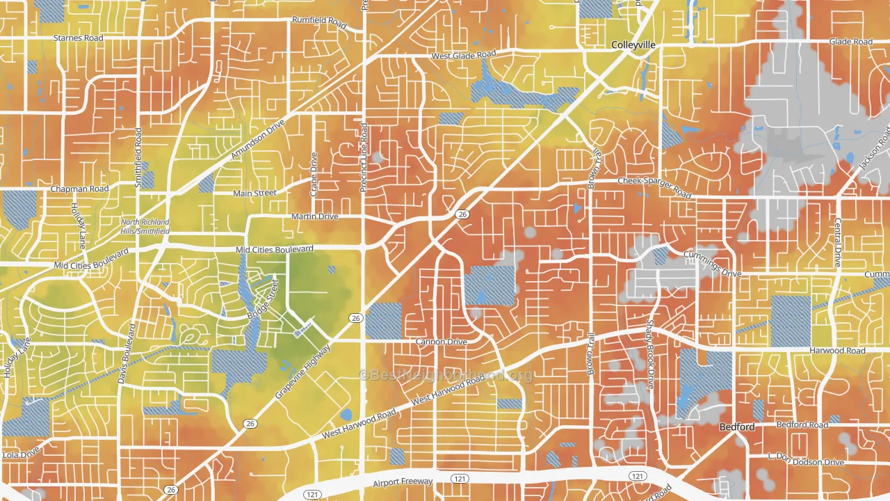 Bike Grade map of 76054, TX