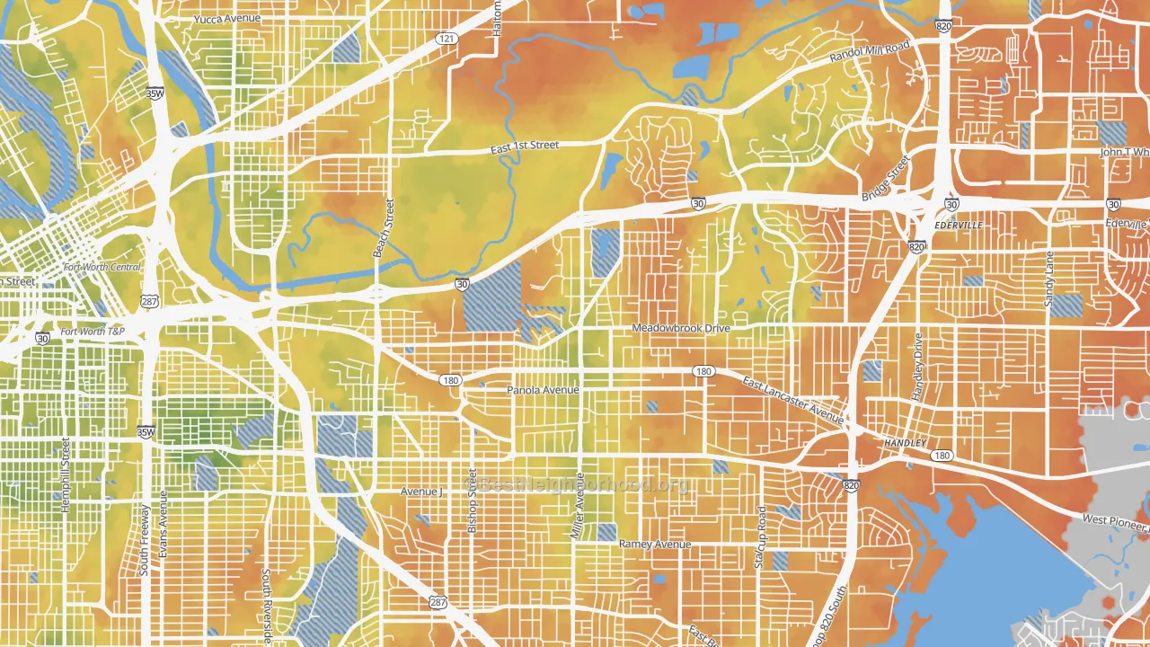 Bike Grade map of 76103, TX