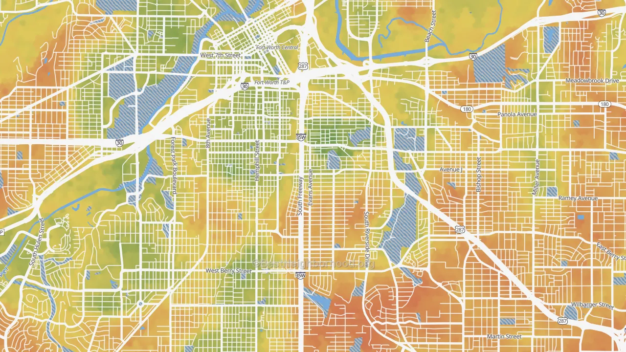 Bike Grade map of 76104, TX