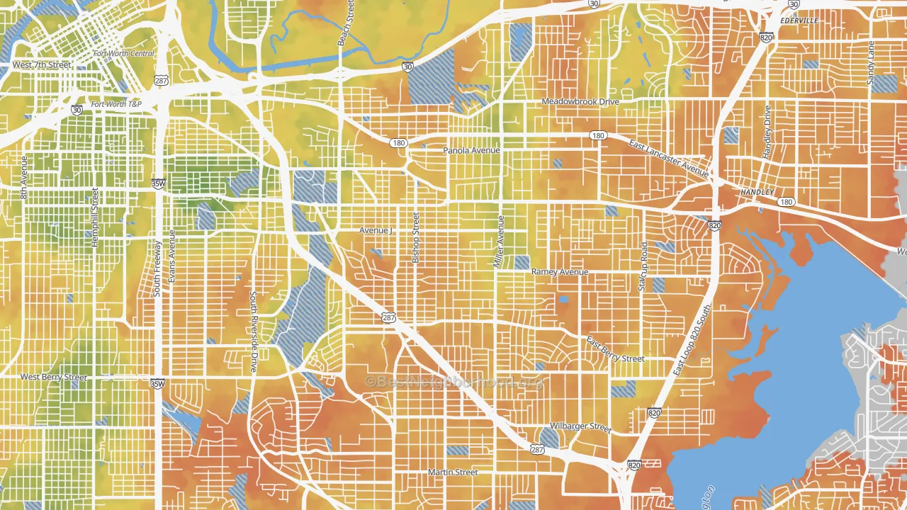 Bike Grade map of 76105, TX