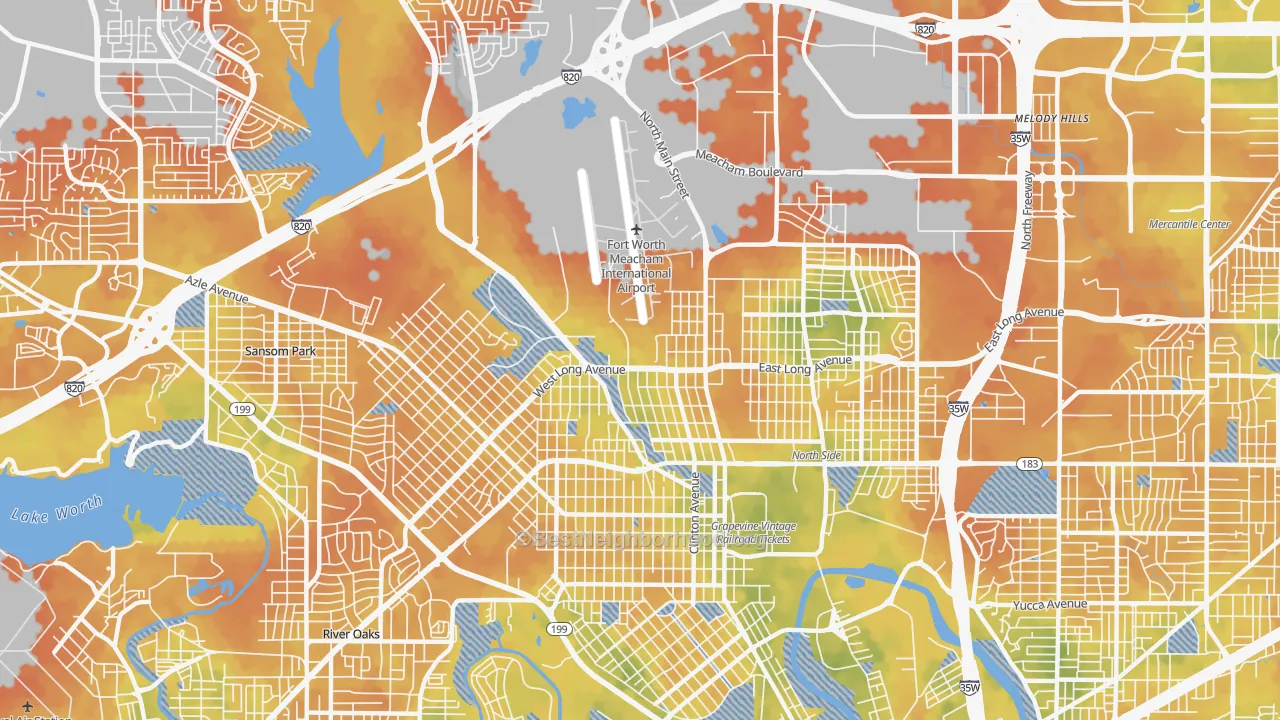 Bike Grade map of 76106, TX