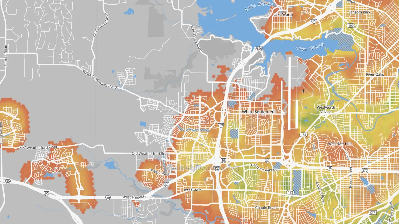 Bike Grade map of 76108, TX