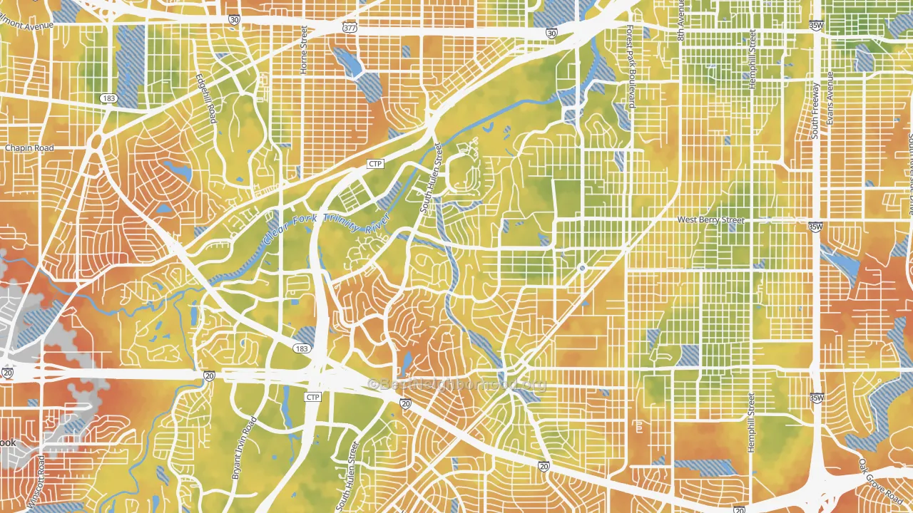 Bike Grade map of 76109, TX