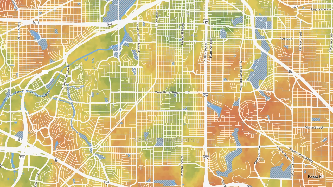 Bike Grade map of 76110, TX