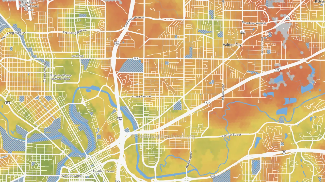 Bike Grade map of 76111, TX