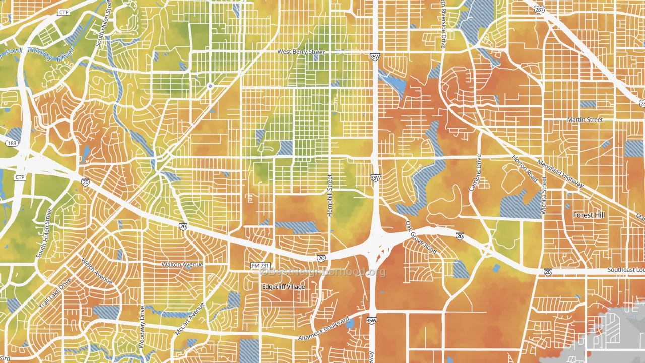Bike Grade map of 76115, TX